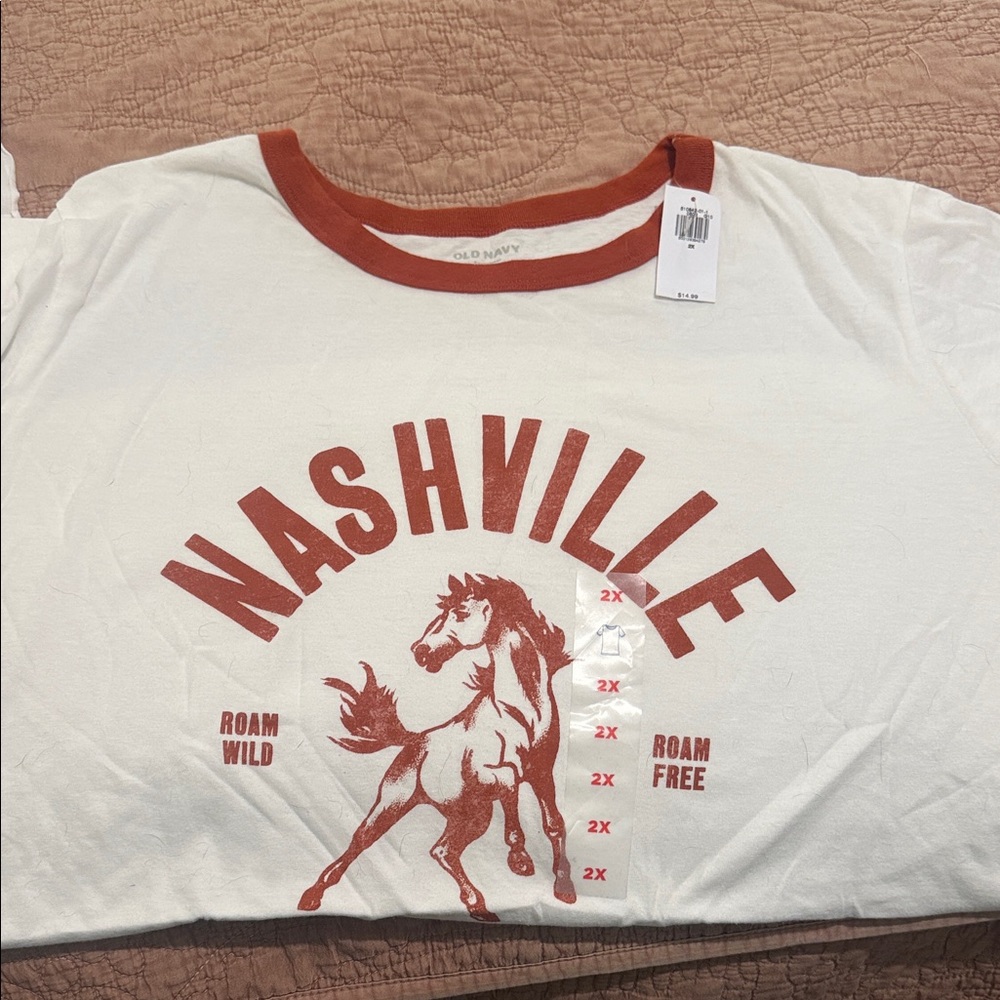 Old Navy Nashville Graphic Tee - White and Orange 2XL